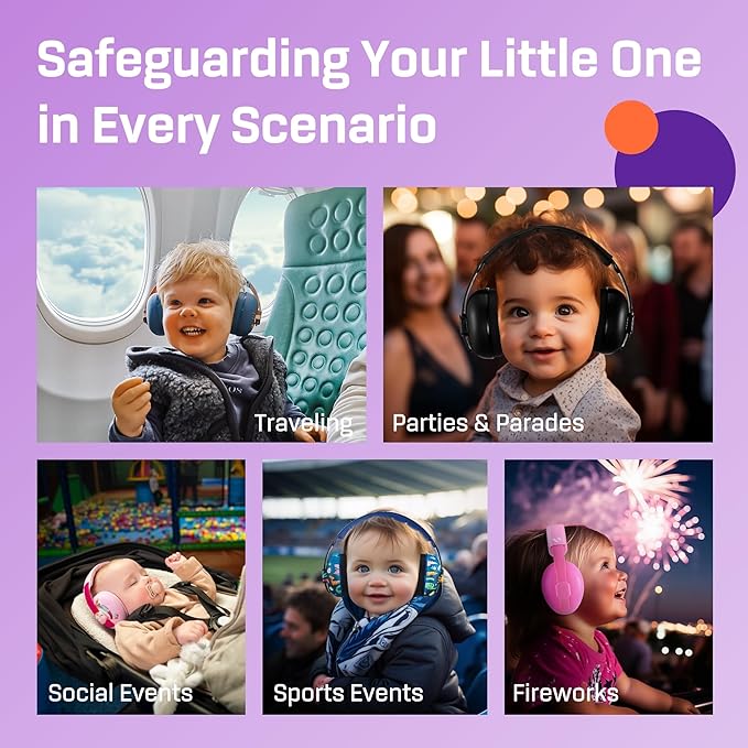 Vanderfields - Hearing Protection Ear Muffs - Over 33 dB (2K Hz) Broad Noise Cancelling Sound Reduction - Baby and Toddlers