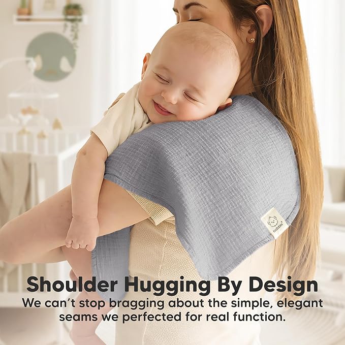 KeaBabies Organic Muslin Burp Cloths Baby Boy, Girl – 10-Pack 100% Cotton Muslin Burping Cloths for Babies, Newborn, 21x10 Large & Absorbent Spit Up Rags, Baby Washcloth, Infant Towels (Slate)