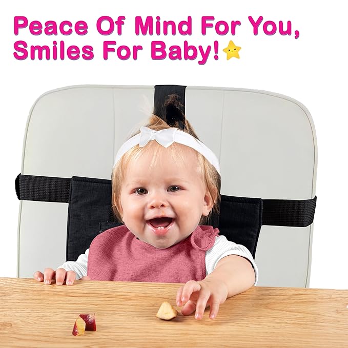 Portable Baby Chair Strap – Travel Dining Seat Cover for Babies & Toddlers | Portable Baby Chair for Travel | Compact, Foldable Baby Seat Cover – Black