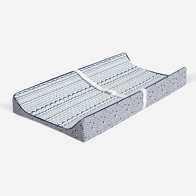 Bacati - Tribal Noah Mint/Navy Quilted Top Changing Pad Cover (Garland Mint/Navy)