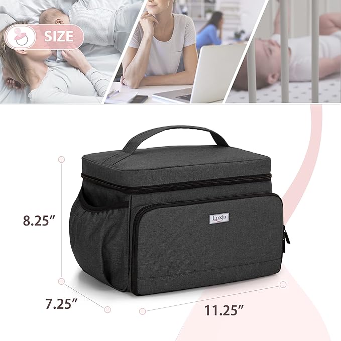 Luxja Breast Pump Bag Compatible with Spectra S1 and S2, Pumping Bag for Breast Pump and Extra Parts (Suitable for Home or Travel Use), Black (Patent Pending)