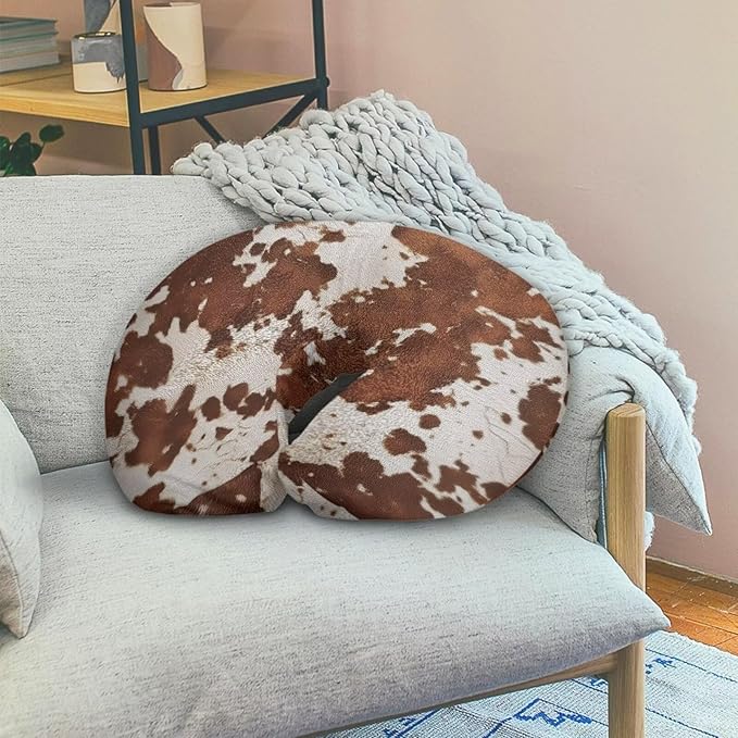 Nursing Pillow Cover for Baby Boys Girls, Brown Cow Print Breastfeeding Pillow Slipcover Cushion Cover, Soft Fabric Fits Snug On Infant