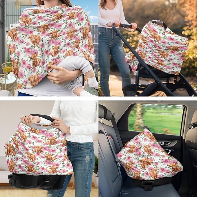 Carseat Canopy High Stretchy Breathable Breastfeeding Covers Multi-use Breastfeeding Pillow Cover Newborn Registry & Shower Gift for Baby