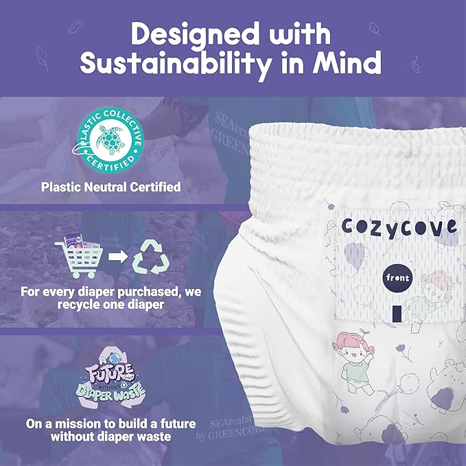 Cozycove Size 5 XL (20-31 lbs) Pull Up Training Pants | Totally Chlorine Free, Fragrance Free | Wetness Indicator | Play Hard Slim Active Pants | 5 Count Travel