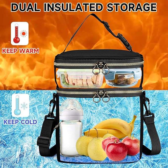 Breastmilk Cooler Bag with Ice Pack, Insulated Baby Bottle Tote Bags Fits 6 Bottles Up to 9 Ounce, Double Layer Breastmilk Travel Carrying Case for Nursing & Working Mom