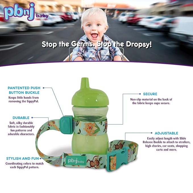 PBnJ Baby SippyPal Sippy Cup Strap Holder Leash Tether (1 Black Solid)