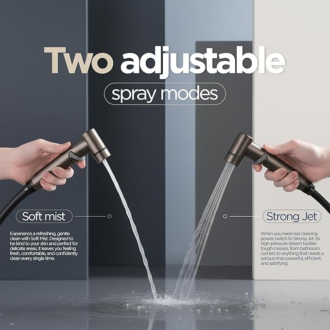 Aqua Earth Handheld Bidet Sprayer for Toilet Baby Cloth Diaper Spraying Kit Bathroom Toilet Bidet Attachment Set for Bathing Pets and Feminine Hygiene Gray