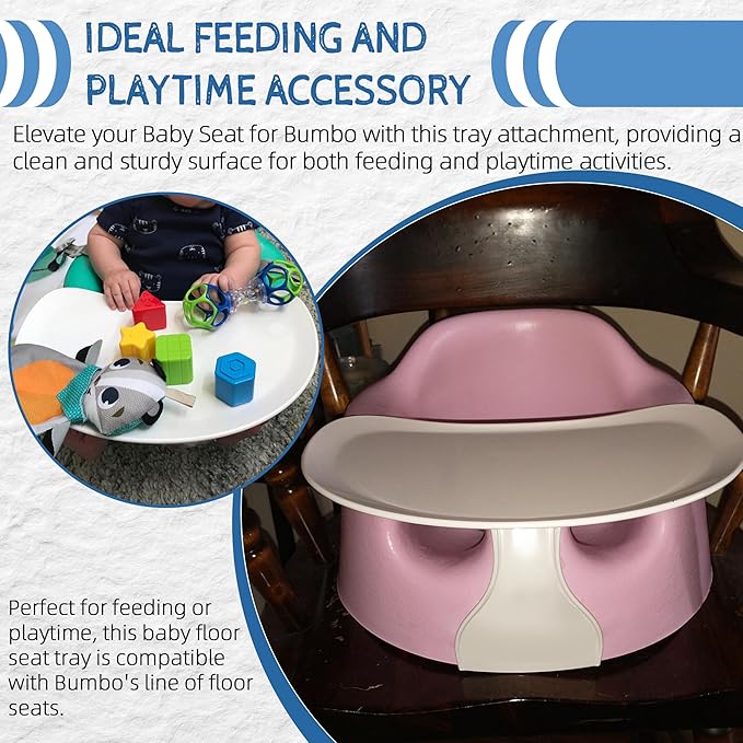 Baby Booster Seat Tray Attachment Only Compatible with Bumbo Baby Infant Toddler Floor Seat Feeding Tray for Boys and Girls 3 to 12 Months - White