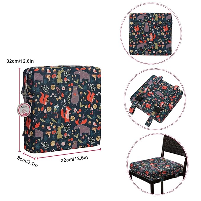 Zicac Portable High Chair Increasing Seat Cushion for Travel Dining Seat Pad for Toddler Kids Baby Infant Washable Thick Chair Seat Pads (Forest Green)