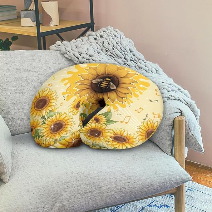 Forchrinse Bee Sunflower Print Nursing Pillow Cover for Baby Girls Boys Soft Cute Pattern Nursing Pillow Cover Slipcover for Breastfeeding