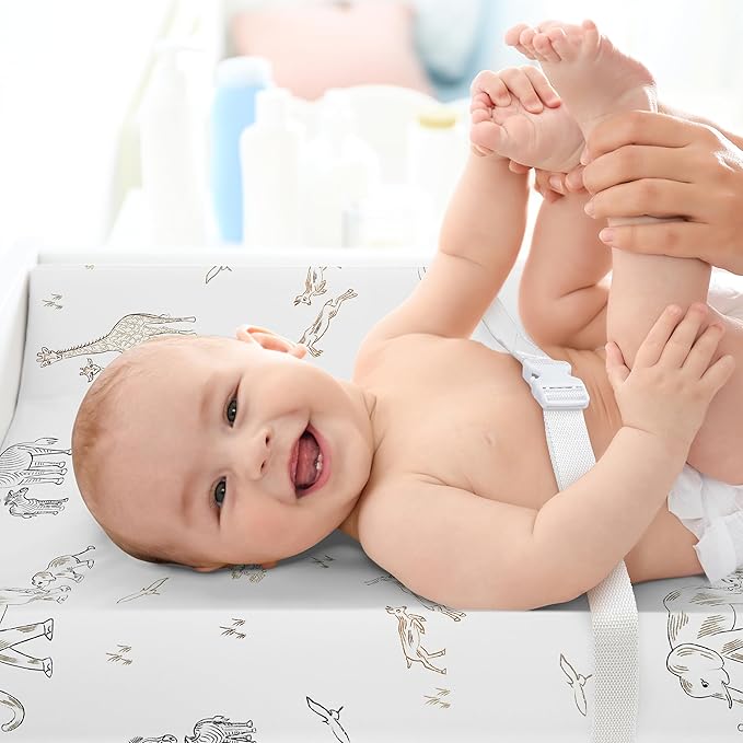Sweet Jojo Designs Baby Changing Pad Cover Sheet (Jungle Safari Animals) for Girls/Boys, Infant/Newborn Diaper Change Table Mat Covers (Elephant, Giraffe, Wildlife Adventure for Serengeti Collection)