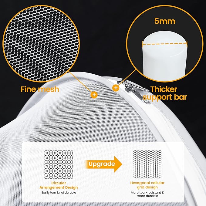 Orzbow Bassinet Cover for Cats - Breathable Mosquito Net Cover for Bassinets/Travel Cribs/Mini Cribs, Baby Mosquito Net to Keep Pets Out, with Two-Way Self-Locking Zippers and Storage Bag, White