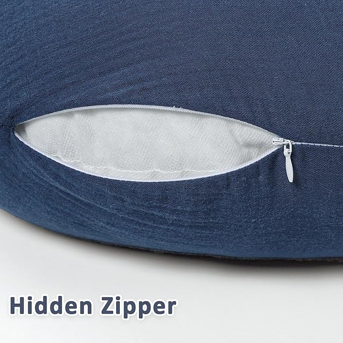 DILIMI Muslin Nursing Pillow Cover 2 Pack, Removable Nursing Cover for Breastfeeding Pillows, Ultra Soft Comfortable Slipcover for Baby Girl and Boy, Navy & Blue Checkered