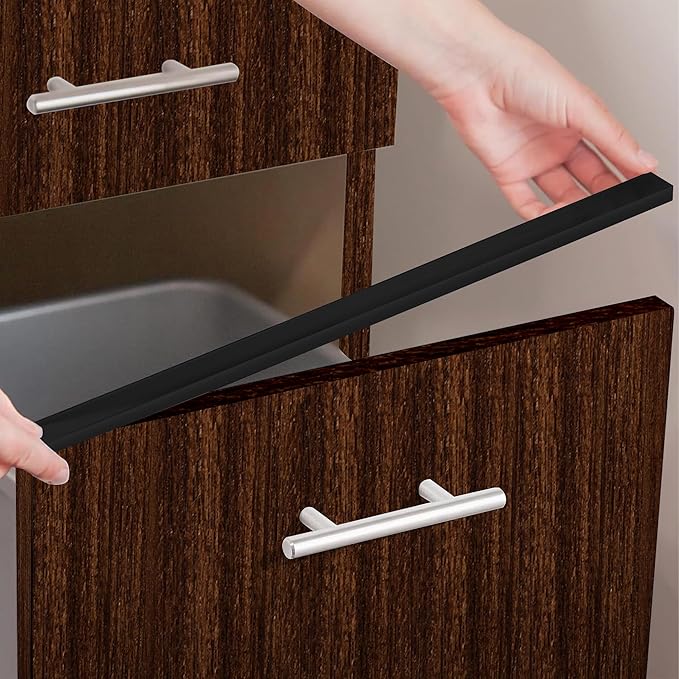 Cabinet Hero 4-Pack, 13/16" Thick, 36" Length Slimline Cabinet Edge Protector – Durable Slip-On Plastic Door & Drawer Edge Guard – Prevents Shelves for Wear, Bumps, Discoloration & Damage - Black