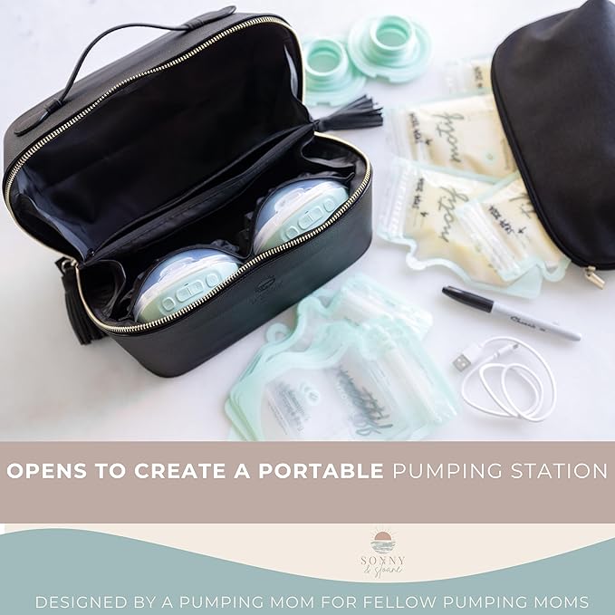 Wearable Breast Pump Bag with Cooler, Pumping Bag for Work, Compatible with Wearable Breast Pumps, Removable Breast Milk Cooler Included, Portable Pump Carrying Case with Room for Accessories