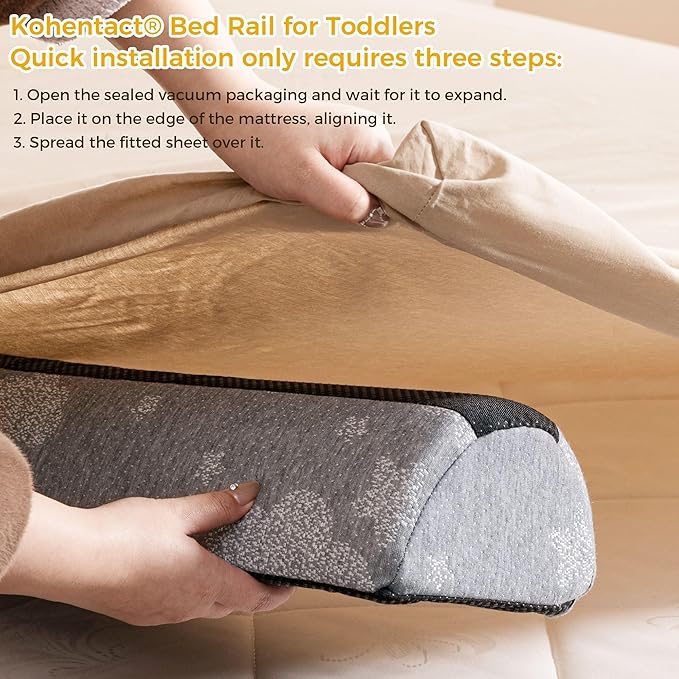 Bed Rail Bumpers for Toddlers 2pcs - Foam Bed Bumper Guard with Dual Non-Slip Pads Waterproof Washable Soft Removable Cover Safe Bed Rail for Toddlers, Kids Seniors