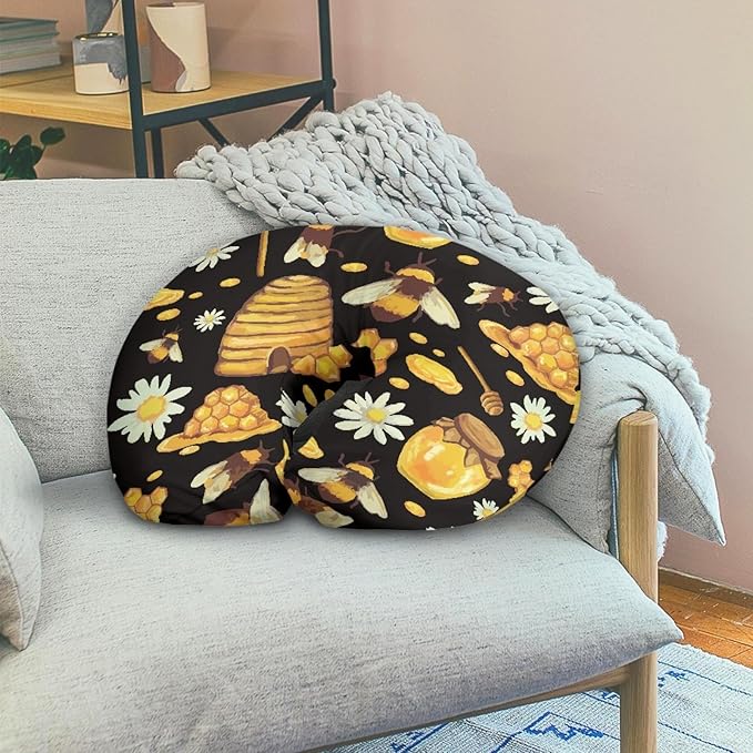 Forchrinse Bee Daisy Nursing Pillow Cover Stretch Baby Removable Nursing Covers for Breastfeeding Pillow,Cute Infant Feeding Pillow Cover for Bottle and Breast Feeding