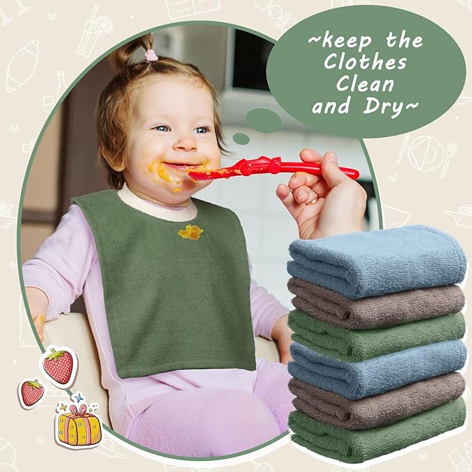 Foaincore 6 Pcs Pullover Baby Bibs Cotton Terry Toddler Absorbent Infant for Feeding and Drooling Towel Bib (Bright Color)