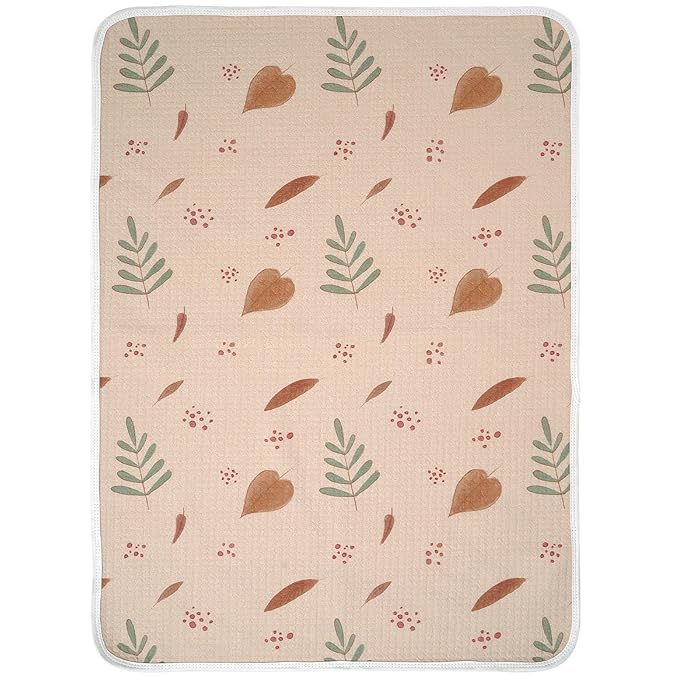 haakaa Waterproof Changing Pad Liners, 100% Cotton, Soft & Breathable (1pc, 19.5" x 27.5" Love Leaves)
