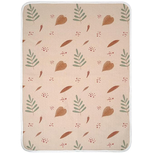 haakaa Waterproof Changing Pad Liners, 100% Cotton, Soft & Breathable (1pc, 19.5" x 27.5" Love Leaves)
