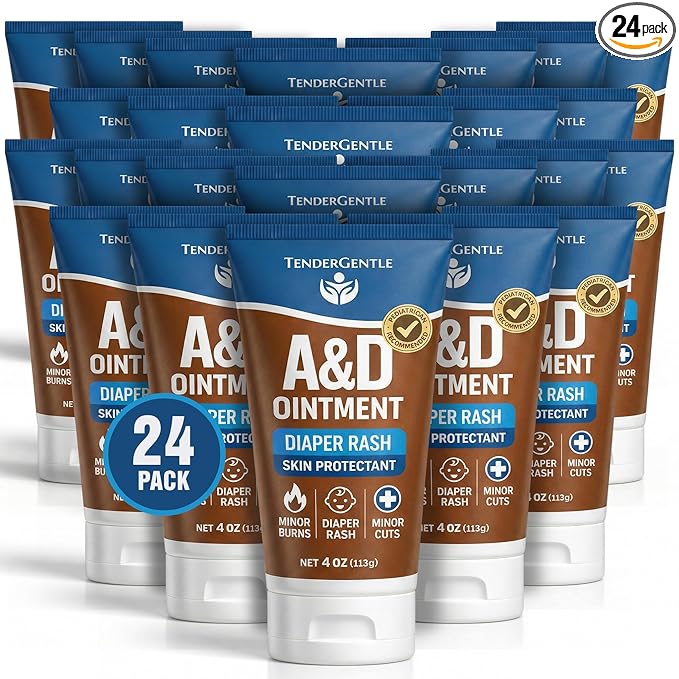 Vitamin A&D Ointment for Baby Diaper Rashes - 4 oz Tube, 24 Pack - A and D Ointment for Adults, Seniors, and Babies