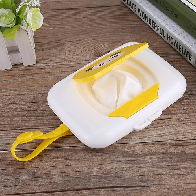 Baby Wipes Dispenser Box with Yellow Panda Design, Tissue Storage Container for Fresh Wet Wipes