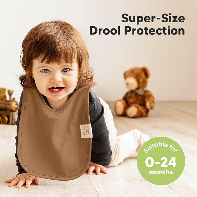 KeaBabies 8-Pack Bibs for Baby Girl, Boy - Pullover Large Baby Bibs for Drooling and Teething Infant, Newborn, Soft & Absorbent Organic Cotton, Long Torso Coverage Keep Toddler Clean & Dry(Terracotta)