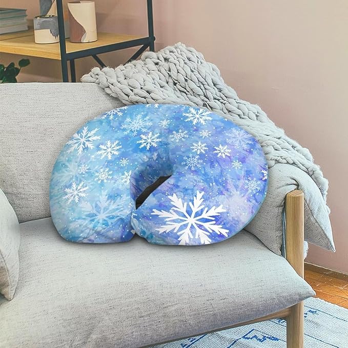Snowflake Gradient Nursing Pillow Covers Breastfeeding Pillow Slipcover for Newborn Soft Nursing Pillow Case Skin-Friendly U-Shaped Hidden Zipper Design