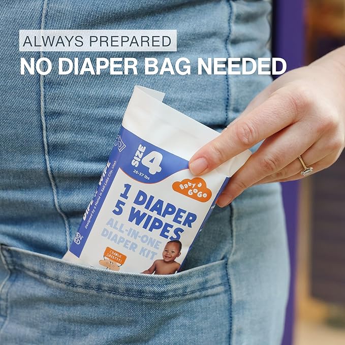 Pocket-Sized Travel Diaper Kit (Size 4, 22–37 lbs) – 10-Kit Value Pack | 1 Diaper, 5 Wipes & Odor-Lock Disposal Bag | Baby Travel Essentials for Airport & On-the-Go