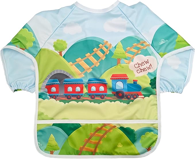 Madrona Brands Toddler Art Smock 1-3 Years | Long Sleeve Kids Waterproof Cover with Pockets | Crafts, Paint Apron, Baby Bib