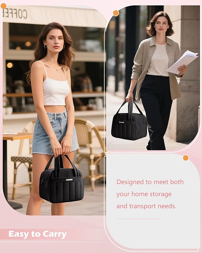 Marscamd Quilted Wearable Breast Pump Bag with Cooler Compartment, Wearable Pump Case Compatible with Momcozy and Most Brand Hands-Free Breast Pumps, Black