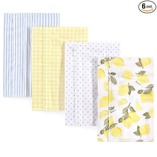 Hudson Baby Unisex Baby Cotton Flannel Burp Cloths, Lemons, One Size