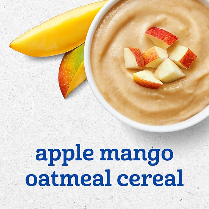 Gerber Stage 2 Baby Food, Apple Mango Oatmeal Cereal Puree Tubs, Baby Cereal, 16PK