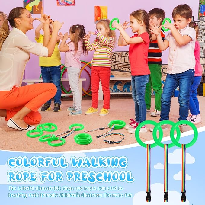 Tatuo 12 Set Toddlers Walking Rope for Preschool Toddlers Detachable Transition Rope Safety Daycare Rope for Preschool Daycare Kindergarten School Kids Outdoor Supplies (Green)