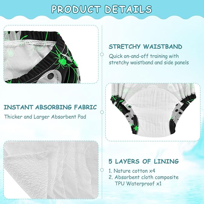 Toddler Potty Training Underwear Cotton Absorbent Soft Baby Girl Boy Potty Training Pant 2T-5T