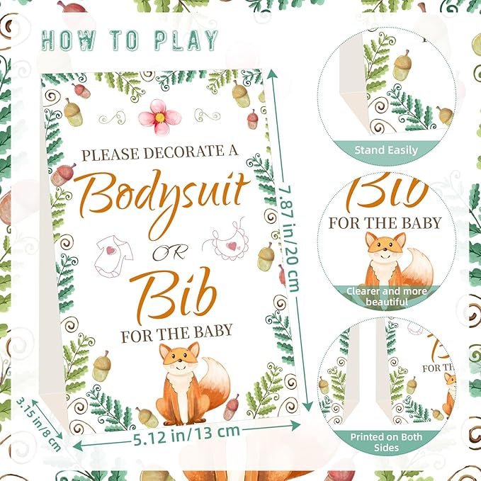 Bibs Bodysuits Baby Shower Game Sign Set Newborn Onesies Feeder Gift Fabric Marker Stencils Kit