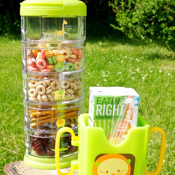 Innobaby Packin' Smart Stackable and Portable Storage System for Formula, Baby Snacks and More. 5 Stackable Cups in Lime Sorbet. BPA Free.