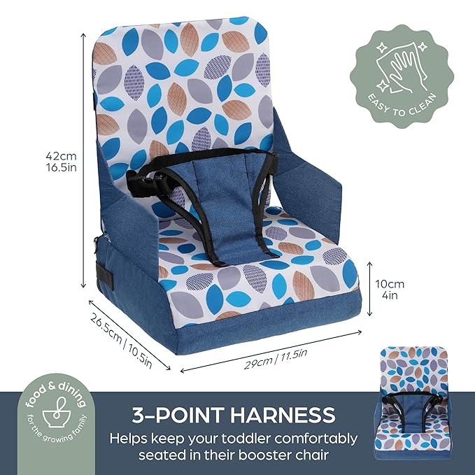 Dreambaby Grab ‘N Go Kids Booster Seat – Portable Travel Toddler High Chair for Dining (6M-3Y) with Storage & Shoulder Strap – Lightweight and Compact