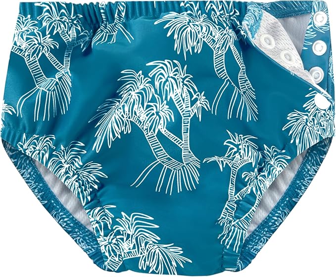 weVSwe Baby Reusable Swim Diaper Washable UPF 50+ Snap Side Leakproof & Adjustable for Pool/Beach to Prevent Leaks Green Tree 0-6 Months