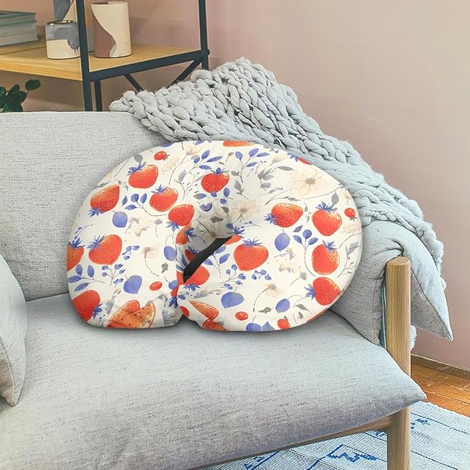 Stretchy Watercolor Strawberry Nursing Pillow Covers Soft and Comfortable Fits On Standard Infant Wildflower Leaves Nursing Pillows for Baby Boy Girl