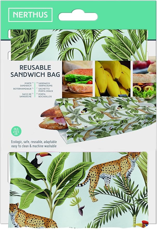 NERTHUS FIH 909 Reusable Snack Bag Jungle, Ecological, Adaptable, Easy to Clean and Washable