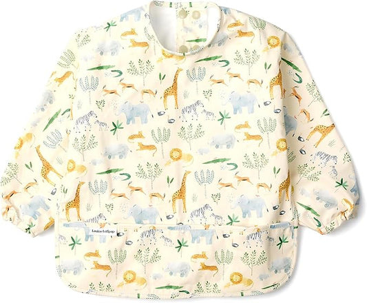 Loulou Lollipop Long Sleeve Mess Free Waterproof Bibs, for baby boys and girls 6-36 Months, Machine Washable, Travel Friendly