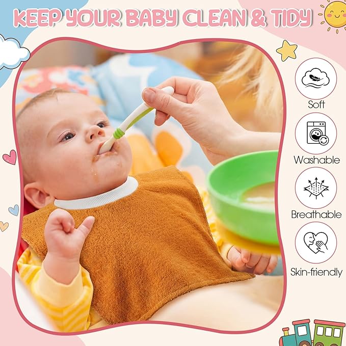 Foaincore 6 Pcs Pullover Baby Bibs Cotton Terry Toddler Absorbent Infant for Feeding and Drooling Towel Bib (Multi Colors)