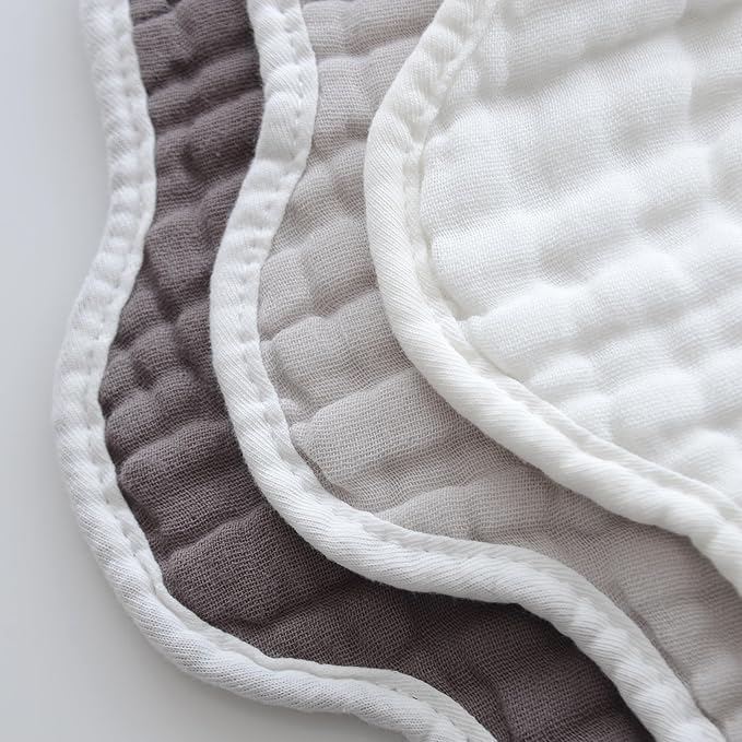 MUKIN Soft Cotton Muslin Baby Bibs 6 Pack | Adjustable Snap Closure for Newborns| Absorbent for Drooling, Teething & Feeding