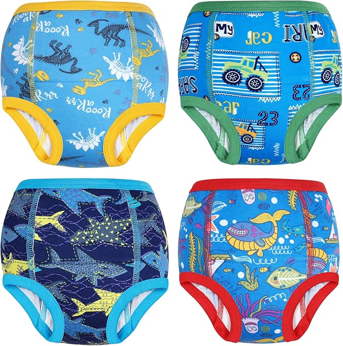 MooMoo Baby Training Underwear 4 Packs Absorbent Toddler Potty Training Pants for Boys and Girls-Cotton Animal Print 2T-6T