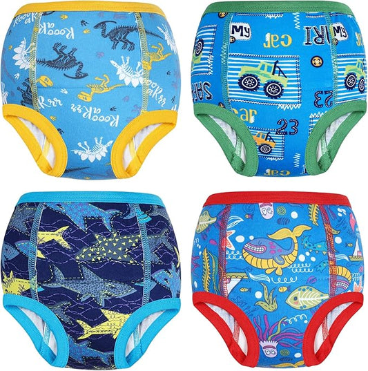 MooMoo Baby Training Underwear 4 Packs Absorbent Toddler Potty Training Pants for Boys and Girls-Cotton Animal Print 2T-6T