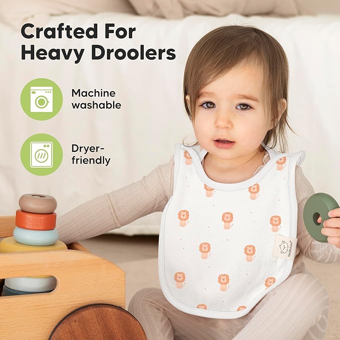 KeaBabies 8-Pack Bibs for Baby Girl, Boy - Pullover Large Baby Bibs for Drooling and Teething Infant, Newborn,Soft & Absorbent Organic Cotton,Long Torso Coverage Keep Toddler Clean & Dry(Wilderness)