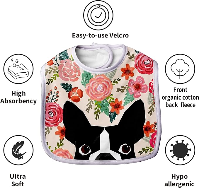 Premium Baby Bibs for Babies Boston Terrier Dog