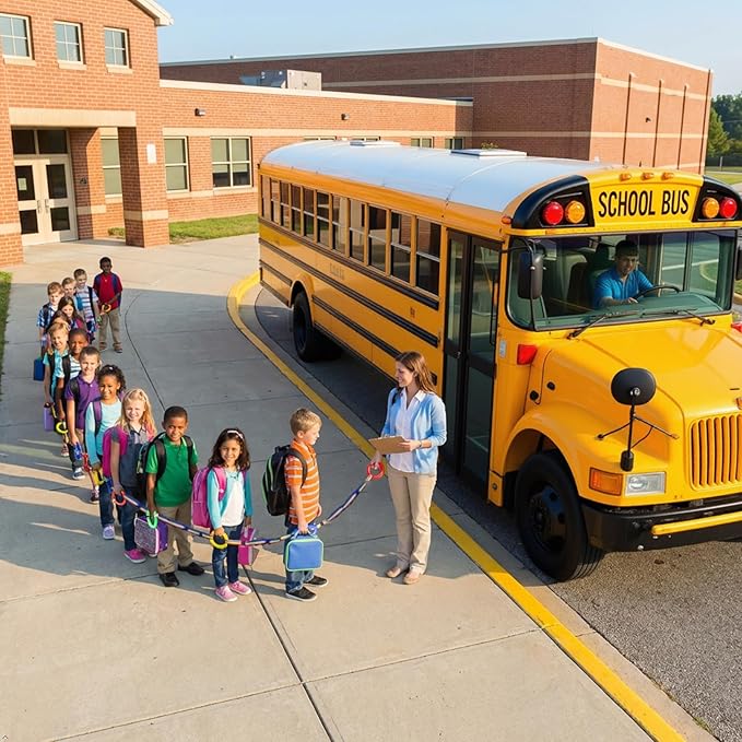 Walking Rope for Preschool - 12-Ring with Detachable Safety Line | Walking Line with Handle - Ease Teachers' Workload Efficiently| Safe Lineup & Play & Educational Aids