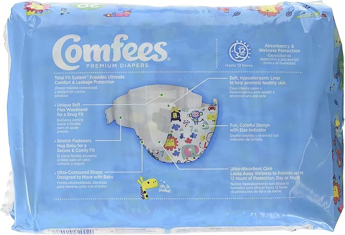 Attends Comfees Premium Baby Diapers Size 7, Case of 80